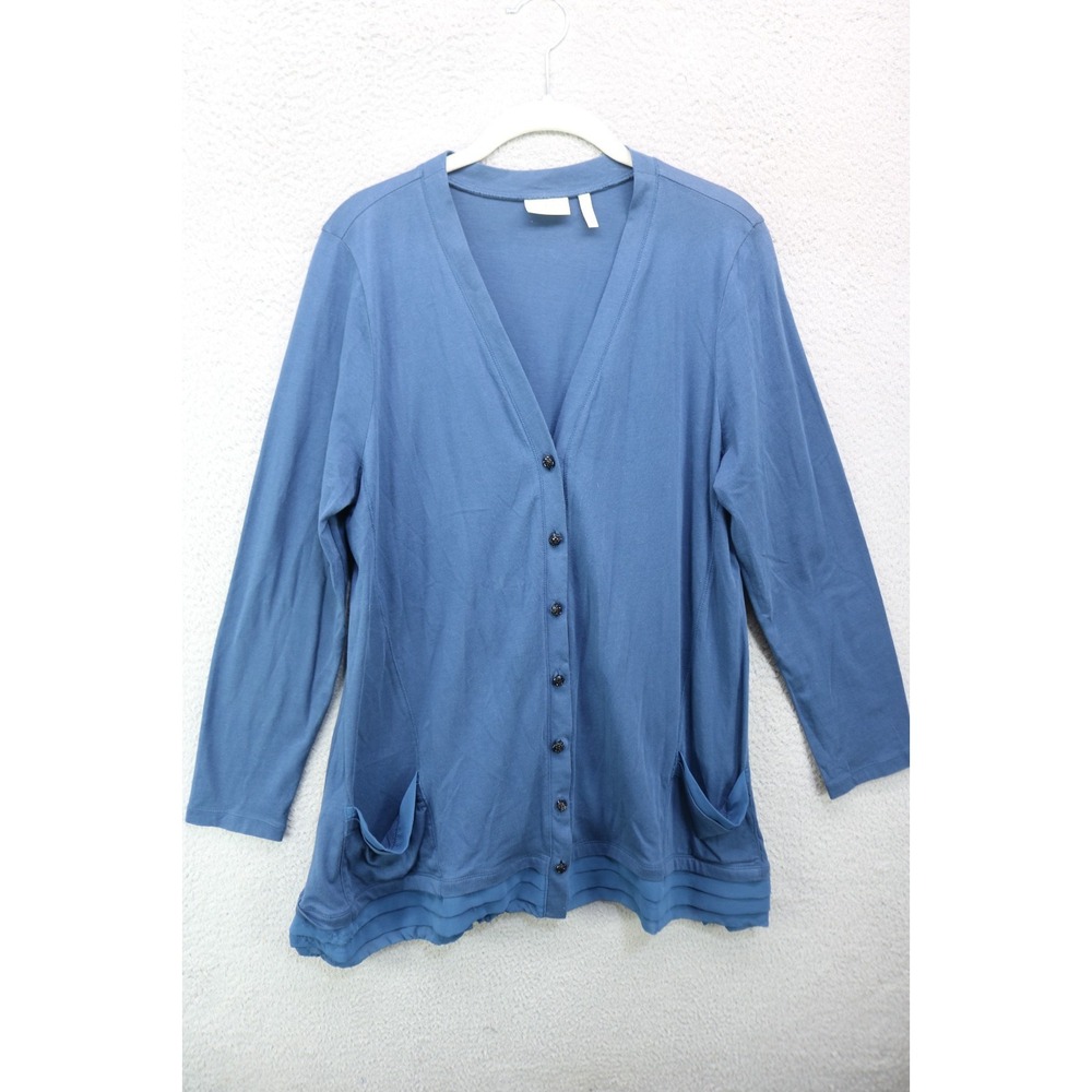 LOGO by Lori Goldstein Long Sleeve Button Up Tunic-Size Large-Minimalist-BOHO